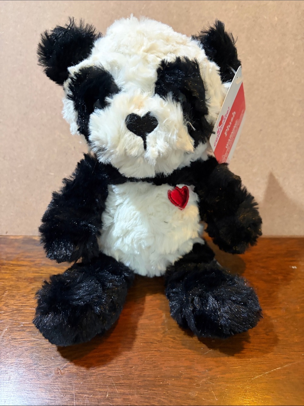 NWT Valentine Panda Plush, Approx 10" Tall with Shimmer Heart on Chest